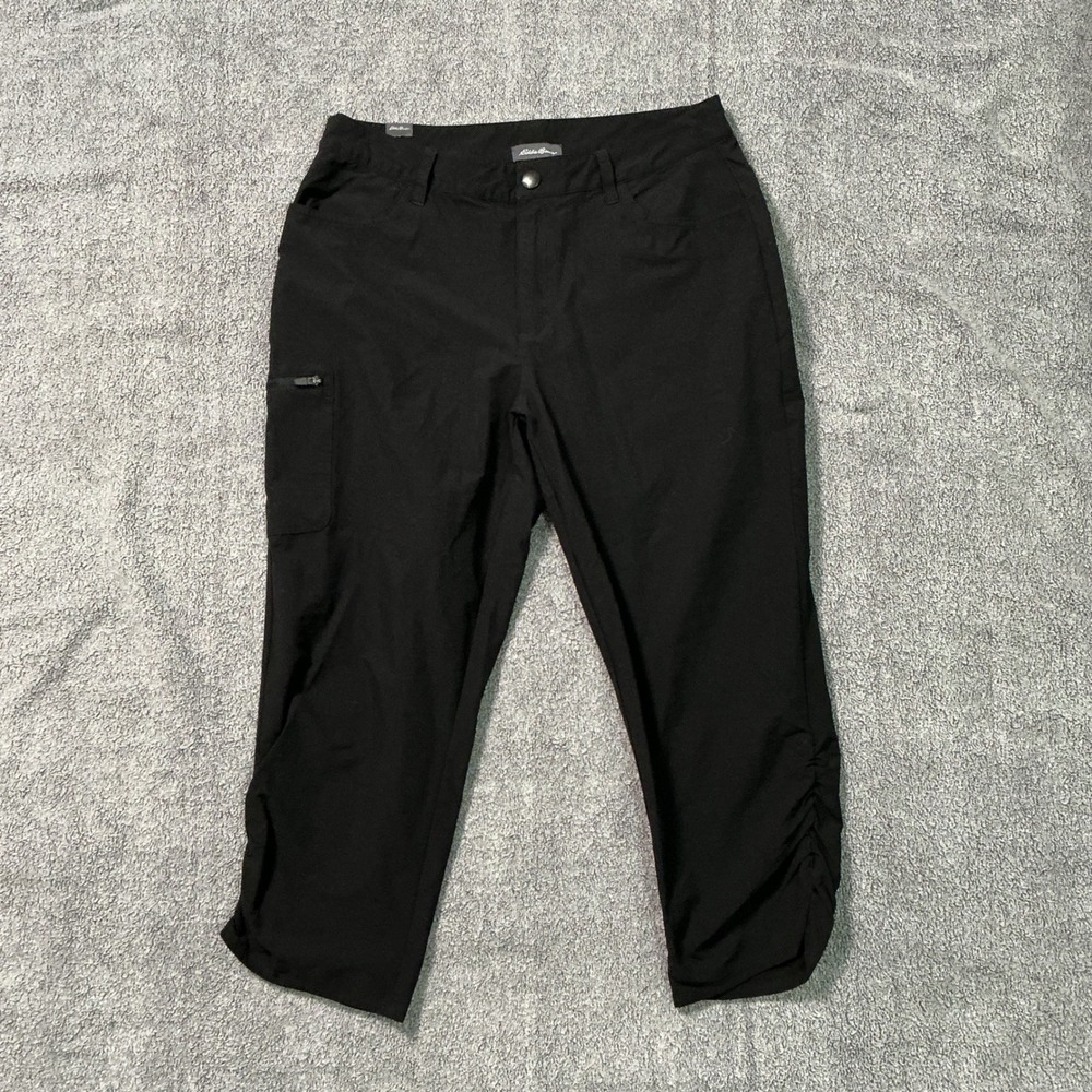 Eddie Bauer First Ascent Black Guide Capri Pants Ruched Hem Women S ELC1149T